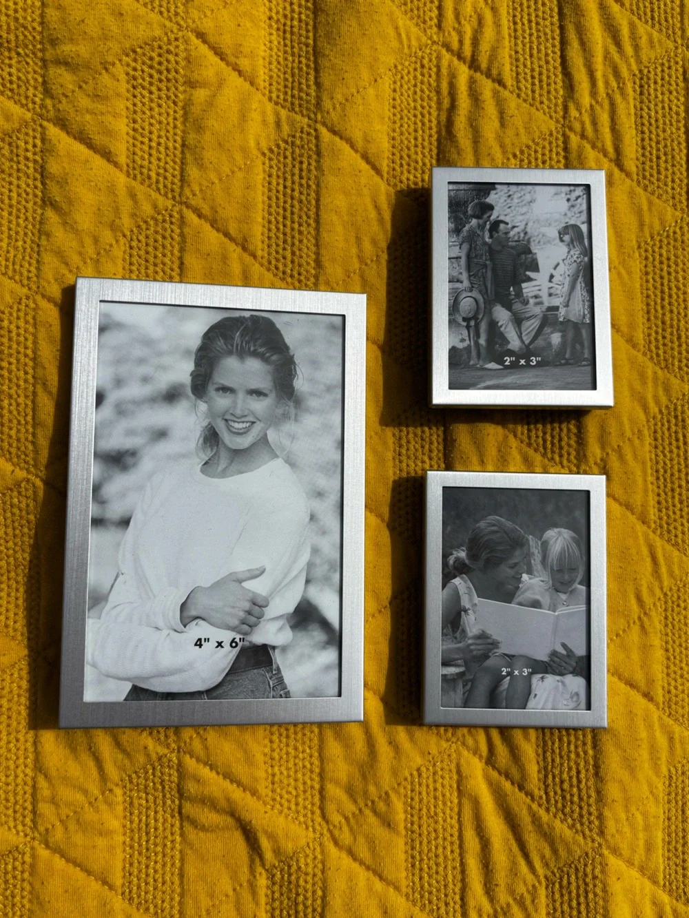 Set of 3 Silver Photo Frames with black backings